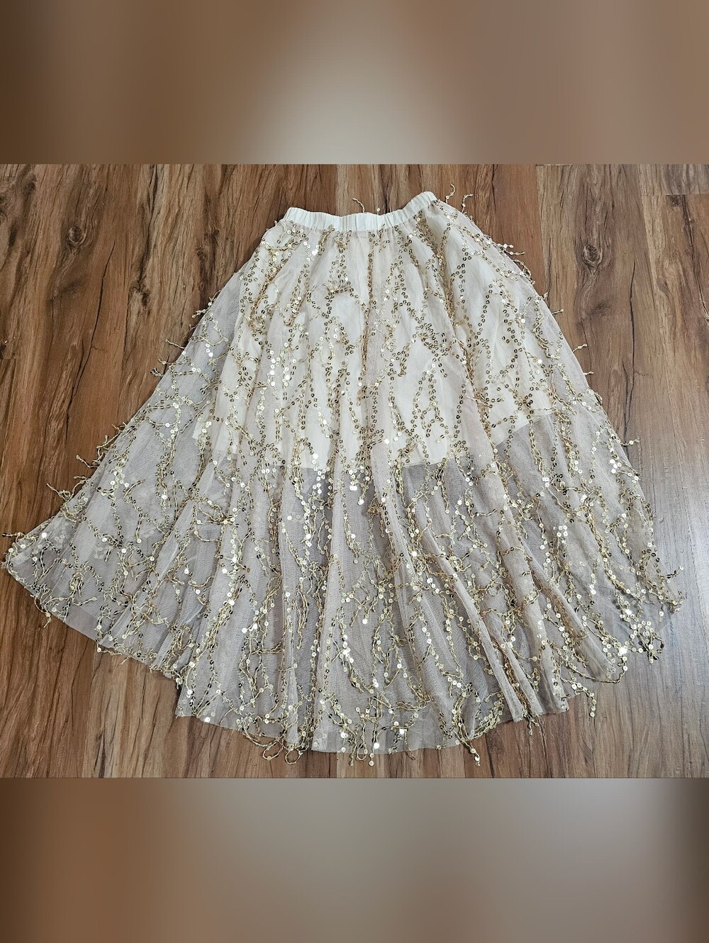 Mia Joy Girls Size 10 Beaded Ivory High-Low Tulle Skirt - Picture 4 of 4